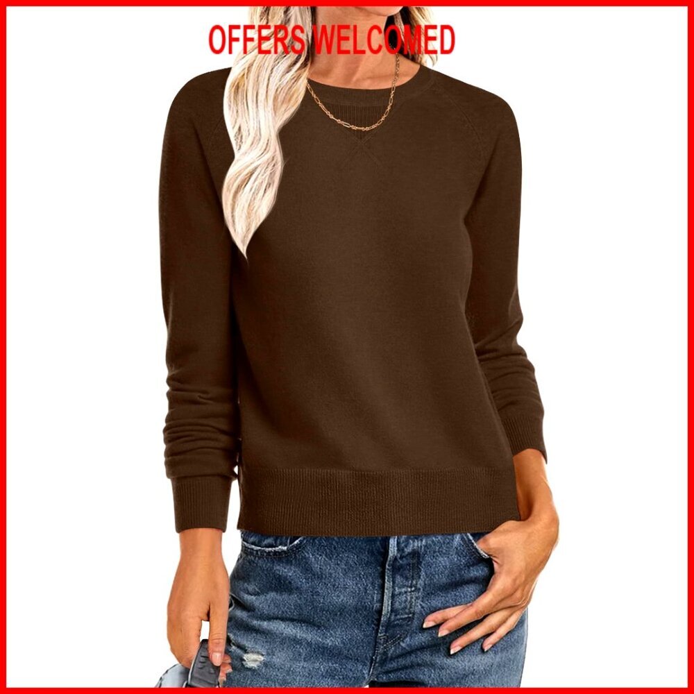 Soft Loose Fit Crewneck Pullover Sweater Regular Sizes XS-XL Spring Winter